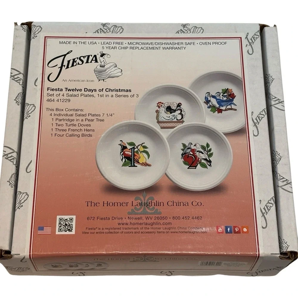 Fiesta 12 Days of Christmas Complete 12 Salad Plate Set 7.25